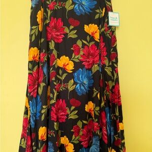 Floral Women's Skirt - Black, Red, Blue, Yellow